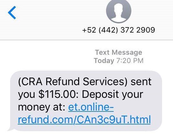 Canada Tax Refund Text Scam